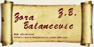 Zora Balančević vizit kartica